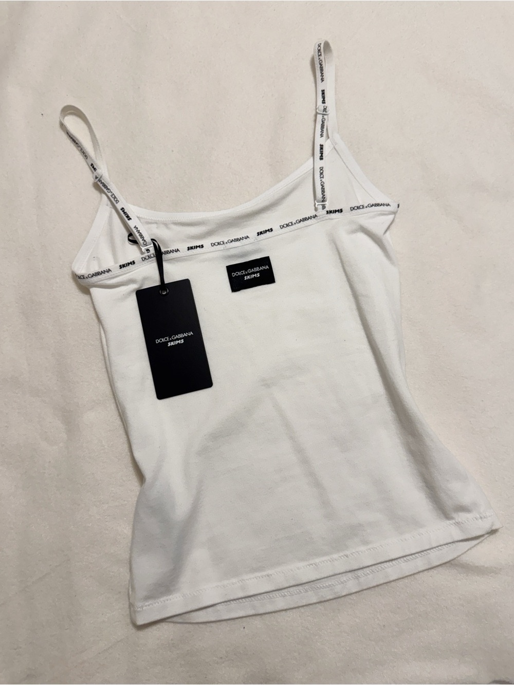Skims x Dolce & Gabbana White Logo-Trim Camisole